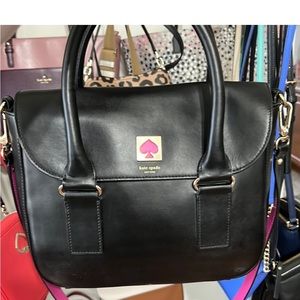 Unique, Kate Spade, black leather flap bag